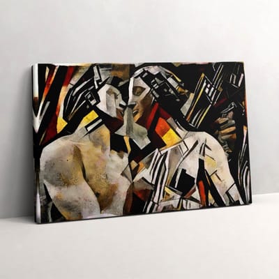 Wallfluent Foto Op Canvas Baroktijd - glas-in-loodkunst - 60 x 40 cm - Beige Schilderij Canvas - Kunst Canvas Foto - Imitatie van een olieverfschilderij Print Op Doek - Kunst Schilderijen Op Canvas Doek