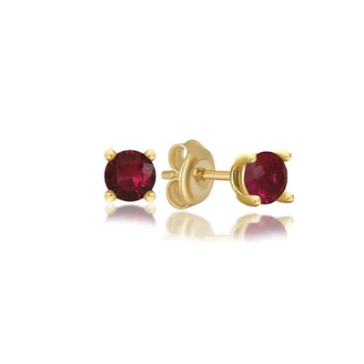 Geboortesteen Juli Robijn Oorknop Goldplated (925 Sterling) Trendy Minimalistisch Goldplated Oorknop Meisje | Cadeau Voor Vrouw