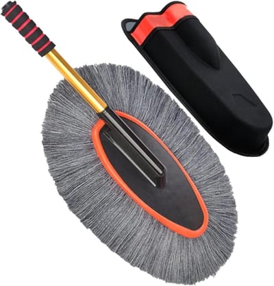 Auto wasborstel - Reinigingsschrobber - Voertuig reinigen - Intrekbare handgreep - 53 cm - Grijs