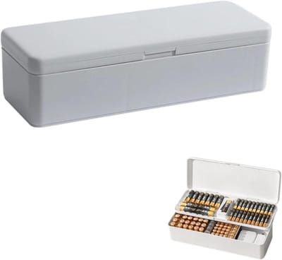 Batterij Opbergdoos - Batterijhouder Koffer - Batterijen Organiseren - Dubbellaags Ontwerp - Max 115 Stuks - Wit