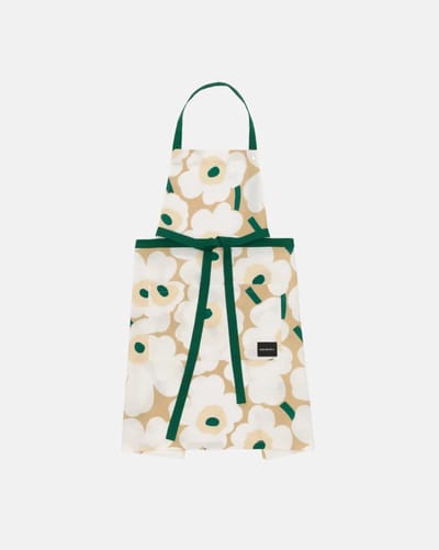 Marimekko - Pieni Unikko Apron - Zand, Wit, Hooi, Smaragdgroen