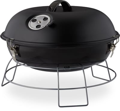 kogelbarbecue draagbaar - met deksel - voor houtskool - Ø36 cm - zwart