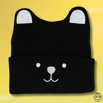 Newborn / Baby Beanie / Mutsje - Zwart - BoefieBoef - voor jongens en meisjes - Kerst- en Kraamcadeau