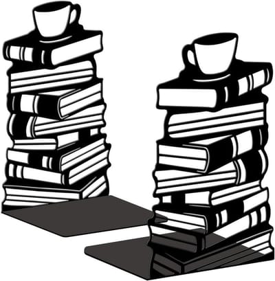 Moderne metalen boekensteunen voor boekenplanken, zware decoratie voor kantoor en bureau, 13,5 x 10,9 x 20 cm gietijzer, ideaal voor studeren en organisatie, 1 paar