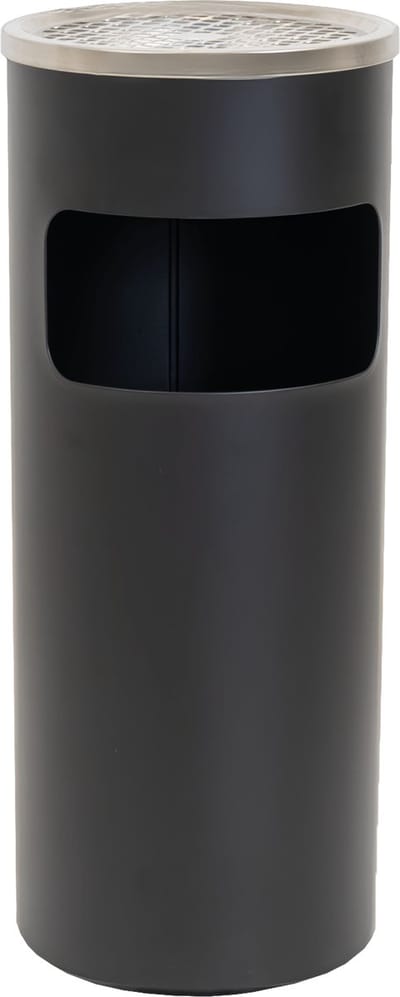 TRUTZHOLM Afvalbak met Asbak 30L Zwart - 2-in-1 Buitenafvalbak Metaal - Heavy Duty Staande Asbak Vuilnisbak Poedercoating