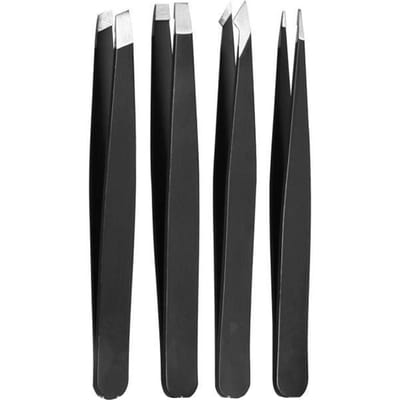 4 STUKS Wenkbrauw Pincetten Roestvrij Staal Professioneel Wenkbrauw Trim Gereedschap voor Vrouwen Mannen black