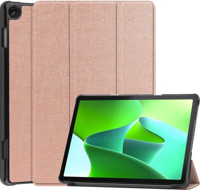 Hoesje Geschikt voor Lenovo Tab M10 (3e / 3rd generatie) - Dun & Stevig - Trifold Bookcase - Hard Cover - Hardcover Book Case - Tablet Hoes - Rosé goud