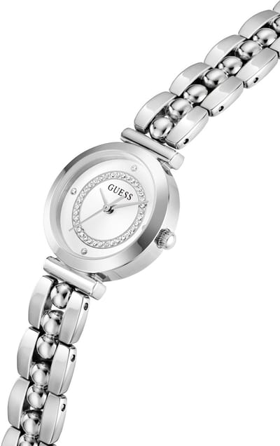 Guess Leena Analoog Quartzhorloge Zilverkleurig Kast Gemaakt Van 100% Roestvrij Staal En Een Band Van 100% Roestvrij Staal 26 GW0994L1, GW0994L2, GW0994L3, GW0994L4