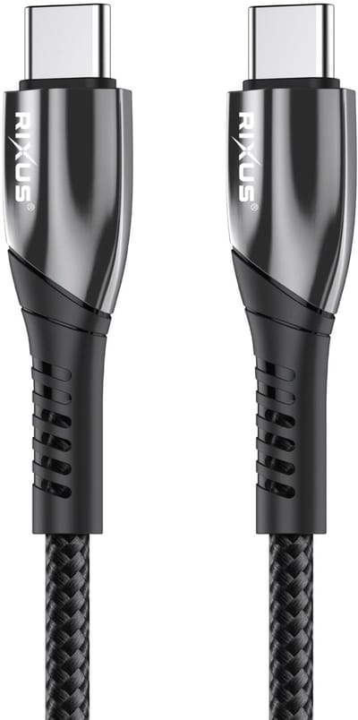 Rixus RXUC39C Fast Charging Cable USB-C To USB-C Braided Nylon 3m Black