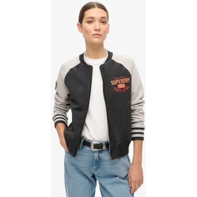 Superdry Jersey College-bomberjack met Grafische Tekst Zwart Grootte: 40