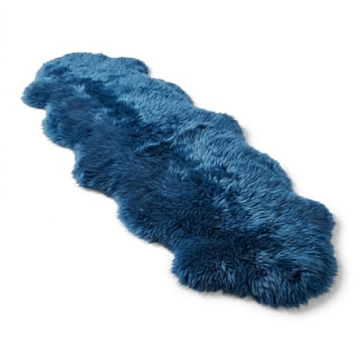 Echte schapenvacht diamantblauw Dubbele Natuurlijke Pluizige Zijdezachte Echte Wollen Tapijt