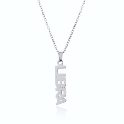 ICYBOY 18K Roestvrije Stalen Ketting Met Zodiac Sterrenbeeld Letters Pendant [Weegschaal] [45 cm] Silver Plating Stainless Steel Letter Necklace Vertical Horoscope Necklace