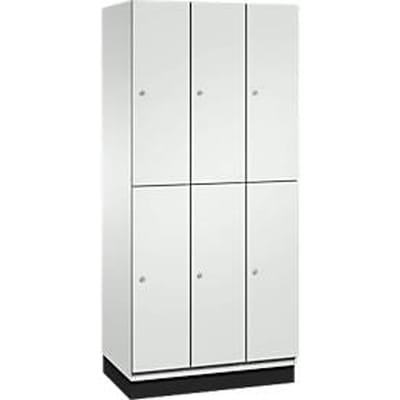 C+P Double-store locker Cambio, 3 vakken, 6 vakken, met plint, B 900 x D 525 x H 1980 mm, lichtgrijs