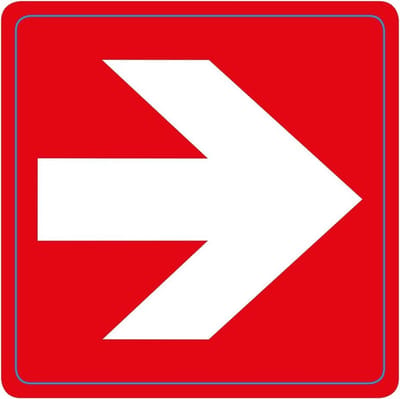 Pickup pictogram zelfklevend 7,5x7,5 cm Witte pijl op rood