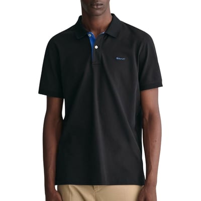 Gant Polo Contrast Piqué Short Sleeve Subtle Stretch Zwart / male
