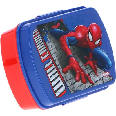 Marvel Spiderman broodtrommel/lunchbox voor kinderen - rood/blauw - kunststof - 20 x 10 cm