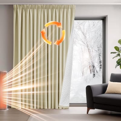 Famanu – Verduisterende Gordijnen met Stroken - Dikke Gordijnen voor Woonkamer - Thermisch Isolerend - Voor Deuren - Kamerafscheiding - 140×175 CM - Beige claro - 1 Stuk