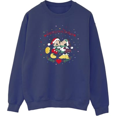 Disney Heren Mickey Mouse Mickey Minnie Kerstmis Sweatshirt (Marineblauw)