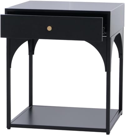 Nachtkastje MCW-O88, commode bijzettafel nachtkastje, lade metaal 50x43x41cm ~ zwart