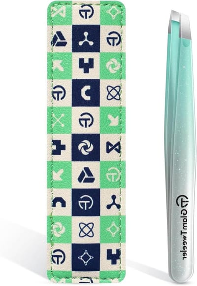 Precisie Pincet - Gevormd Pincet - Gezichtsbeharing Verwijderen - Scherpe Schuine Punt - 9.5 cm - Mint Groen & Zilver