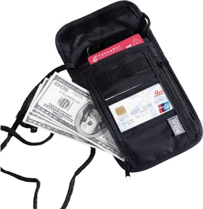 PD ® - Reistas - Telefoontasje met Portemonnee - Nektasje Zwart - Reisportemonnee - Travel Wallet - Reis Organizer - Reisdocumenten Organizer.