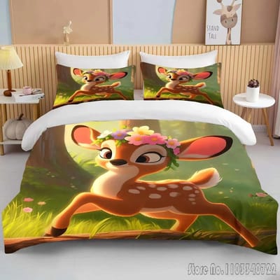 Bambi Bedrukt Zacht Beddengoed Set Dekbedovertrek Anime Dekbed Volwassen Kinderen Verjaardagscadeau Volledige Maat King Size Beddengoed Set AU Queen 210x210cm