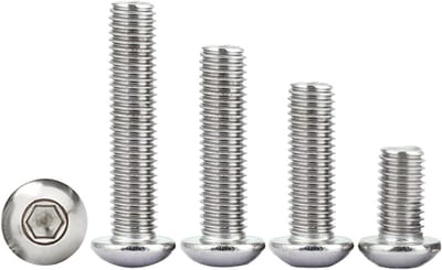 Zeskantkopschroeven, 50 stuks M2.5/M3 lengte 3-50 mm knop ronde kop zeskant zeskantschroef 304 roestvrijstalen bout (4 mm, M3-50 stuks)