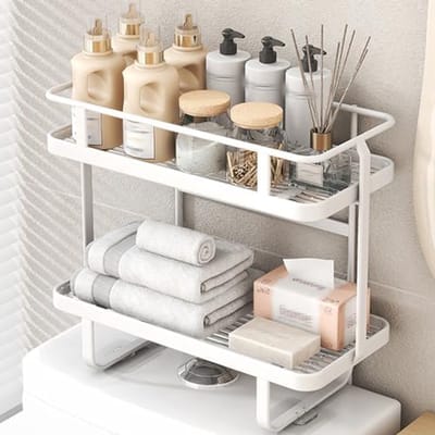 Over Toilet Plank - Badkamer Rek - Ruimte Besparen - Nooit Boren - Twee Niveaus - Wit