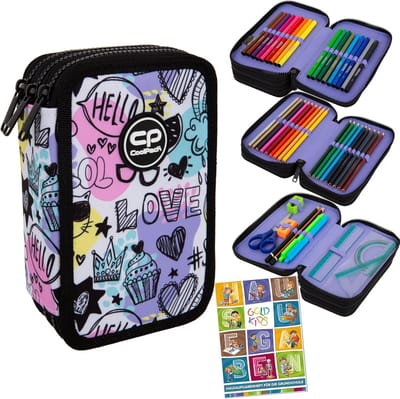 Etui met 3 vakken - Pennenetui school - Schoolspullen organiseren - Inclusief uitgebreide set - 195 x 125 cm