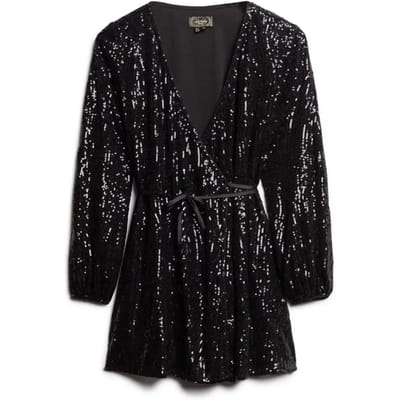 Superdry - Mini-wikkeljurk met pailletten - Dames - Jurken