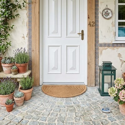 Maison Elara Deurmat Kokos 45x75 cm Halfrond Natuur Antislip Vuilvangmat Robuust