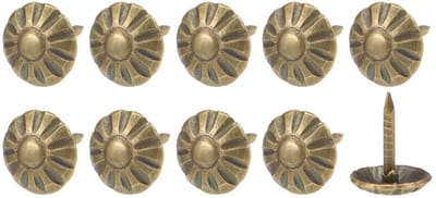 Allecto - Bekleding punaises - Duim schuiven pinnen - Retro ijzeren bloem patroon - 50 stuks - Geschikt voor meubelreparatie - Brons tint