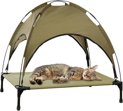 Verhoogd hondenslaapbed - Hondenligstoel camping - Buiten ontspannen - Inklapbaar en wasbaar - 66 x 45 x 65 cm - Legergroen