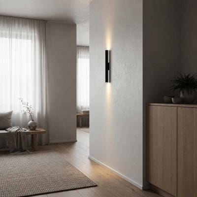 LUSENZ Wandlamp Brenzo nero m - Zwarte lichtstaaf met een minimalistisch design voor binnen - Excl. Lichtbron - Mini GU10 (MR11)