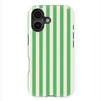 DripCase Gestreept Hoesje geschikt voor iPhone 16 | Backcover met Mag | Stripes Motief | Trendy Case geschikt voor iPhone 16 met Strepen Pistachio Cream