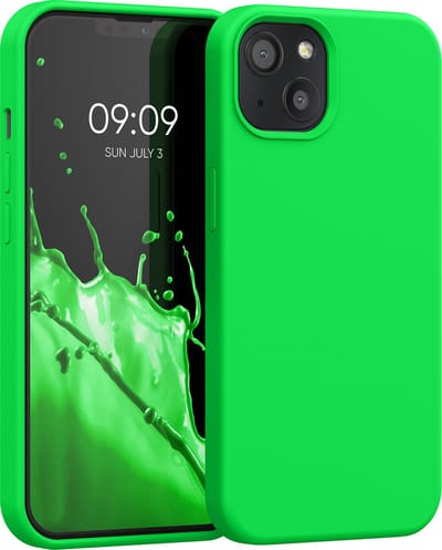 kwmobile telefoonhoesje geschikt voor Apple iPhone 13 - Hoesje met siliconen coating - Smartphone case in neon groen