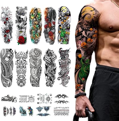 Allecta - Grote Waterdichte Tijdelijke Tattoos voor Mannen en Vrouwen - Volledige Arm en Half Arm Tattoo Stickers