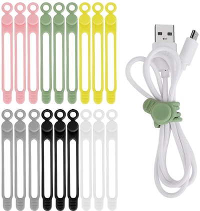 Dailygoods- Silicone Kabelbinders 18 Stuks - Kabel Organizer - Elastisch Silicone - Multifunctioneel - Herbruikbaar - Schattig Ontwerp - Kabelorganizer