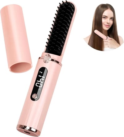 Draadloze Haar Stijltang Kam - Draagbare Hete Kam - Negatieve Ionen Stijltang voor Vrouwen - 6 Temperatuurinstellingen - Baard Stijltang Kam - USB Oplaadbaar - Automatische Uitschakeling
