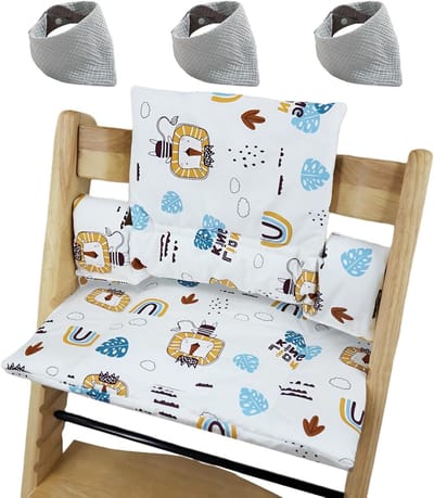 Zitkussen voor Tripp Trapp Stoel - Waterdicht 2-Pack met 3 Afneembare Slabbetjes - Zacht en Makkelijk Schoon te Maken voor Baby's
