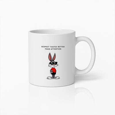 Respect Smaakt Beter Dan Aandacht Mok | Coole Cartoon Konijn Koffiebeker | Motiverend Cadeau 330ml