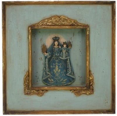Madonna blauw in lijst/kastje 40,5x5,5x40,5cm