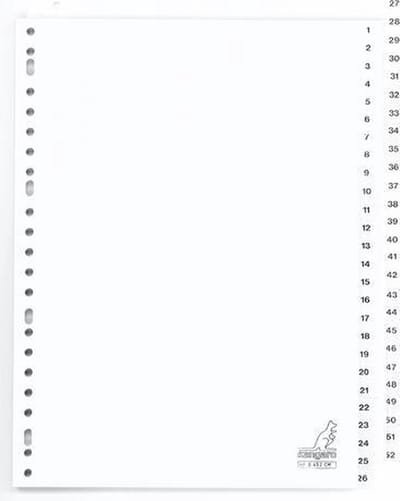tabblad Kangaro A4 cijfers PP 120mµ wit 23-gaats 52-delig