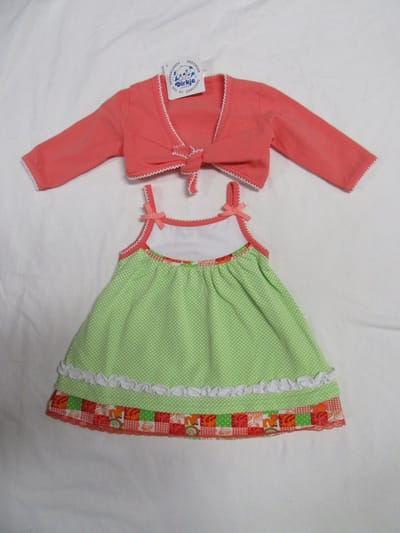 dirkje , kledingset , ocvergooier + bolero , groen , orange ,  3 maand 62