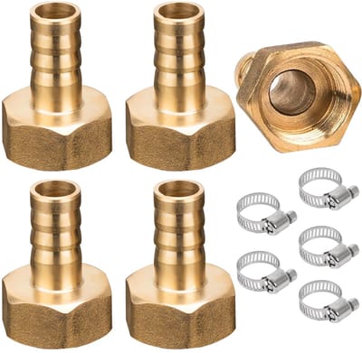 slangaansluiting, 5 stuks 10mm x 3/4" binnendraad slangaansluiting, 10mm barb x 3/4 inch messing barb slangverbinding, slangverbinding, voor pijpverbindingen, water, lucht, olie