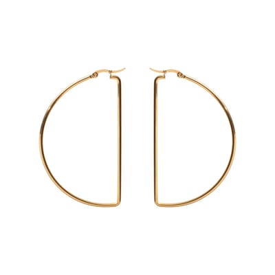 HÕBE – MediaLuna Oorbellen– 18 Karaat Goud Verguld Stainless Steel – Stainless Steel –  Oorbellen– Handgemaakte Sieraad – Accessories – Dames Oorbellen– Oorhangers – Hoop