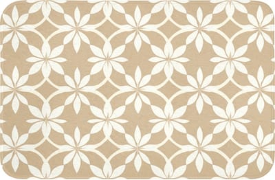 Badmat 60x40 cm - Antislip - Bloemen - Patroon - Beige - Badmatten voor badkamer - Badkamermat - Douchemat - Badkamer mat