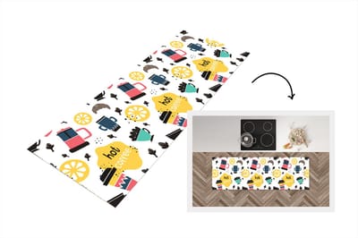 Keukenloper - Loper keuken - Patronen - Koffie - Ontbijt - Croissant - 150x50 cm - Keukenloper vinyl