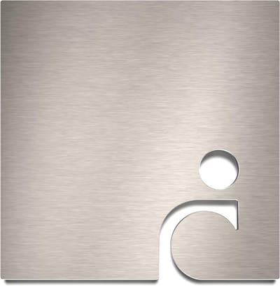 Toiletbord Rolstoelgebruiker - PMR Teken Toegankelijkheidsbord - Aanwijzen Toiletten - Zelfklevend Roestvrij Staal - 120 x 120 mm - Zilver
