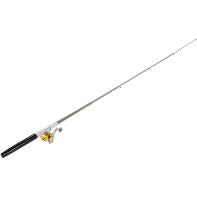 Kit Ensemble Canne à Pêche Moulinet Mini Télescopique Portable Poche Stylo Canne à Pêche Poteau + Moulinet Alliage d'Aluminium Pêche noir